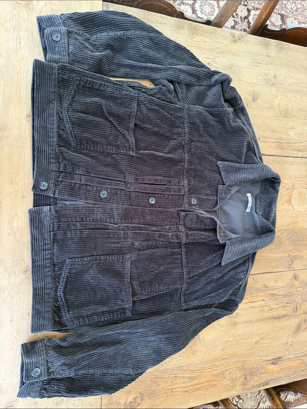 S.K. MANOR HILL Men's Corduroy Button-Up Jacket - Charcoal Black Gray SZ XL